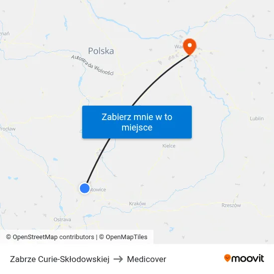 Zabrze Curie-Skłodowskiej to Medicover map