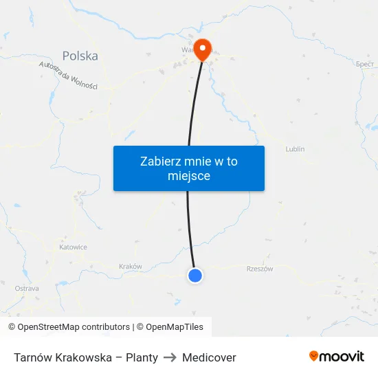 Tarnów Krakowska – Planty to Medicover map