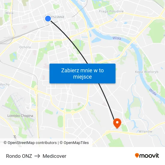 Rondo ONZ to Medicover map