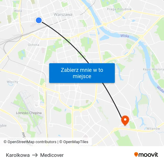 Karolkowa to Medicover map
