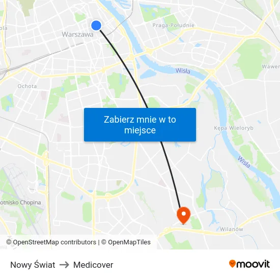Nowy Świat to Medicover map