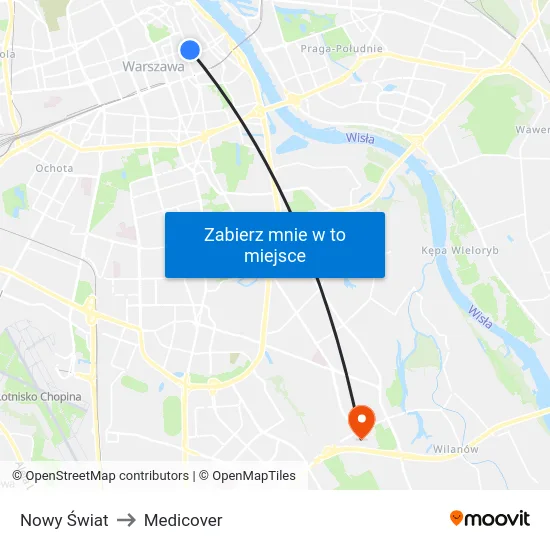 Nowy Świat to Medicover map