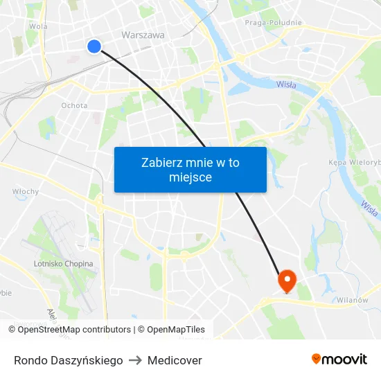 Rondo Daszyńskiego to Medicover map