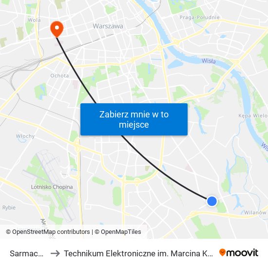 Sarmacka 02 to Technikum Elektroniczne im. Marcina Kasprzaka nr 36 map