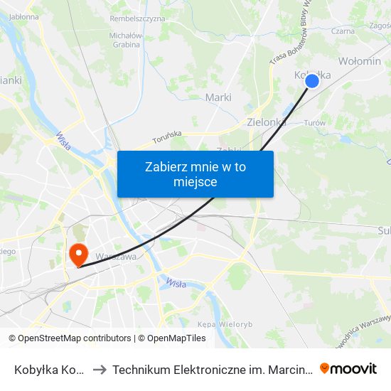 Kobyłka Kościół 02 to Technikum Elektroniczne im. Marcina Kasprzaka nr 36 map