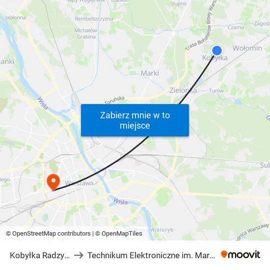 Kobyłka Radzymińska 02 to Technikum Elektroniczne im. Marcina Kasprzaka nr 36 map