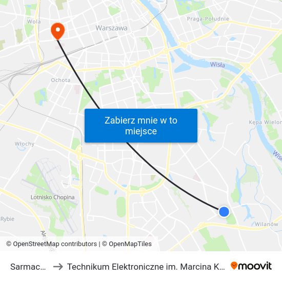 Sarmacka 01 to Technikum Elektroniczne im. Marcina Kasprzaka nr 36 map