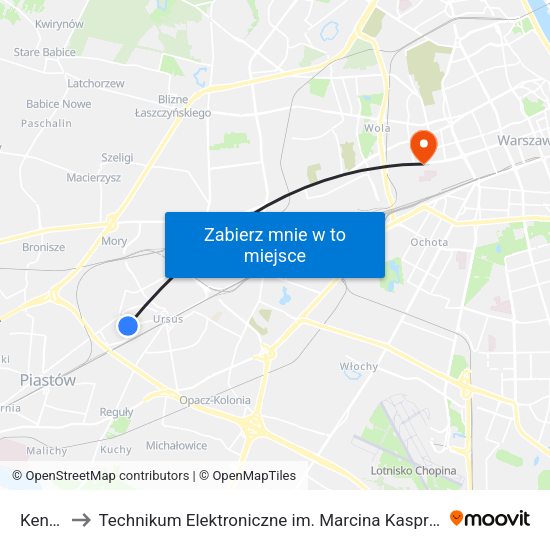 Keniga to Technikum Elektroniczne im. Marcina Kasprzaka nr 36 map