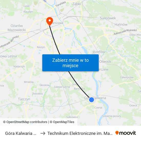 Góra Kalwaria Cmentarz 01 to Technikum Elektroniczne im. Marcina Kasprzaka nr 36 map