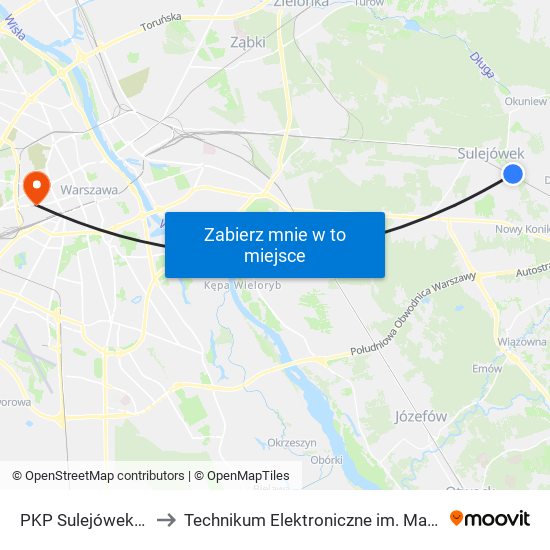 PKP Sulejówek Miłosna 01 to Technikum Elektroniczne im. Marcina Kasprzaka nr 36 map