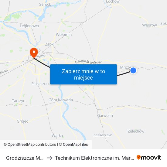 Grodziszcze Mazowieckie to Technikum Elektroniczne im. Marcina Kasprzaka nr 36 map