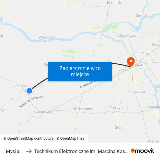 Mysłaków to Technikum Elektroniczne im. Marcina Kasprzaka nr 36 map