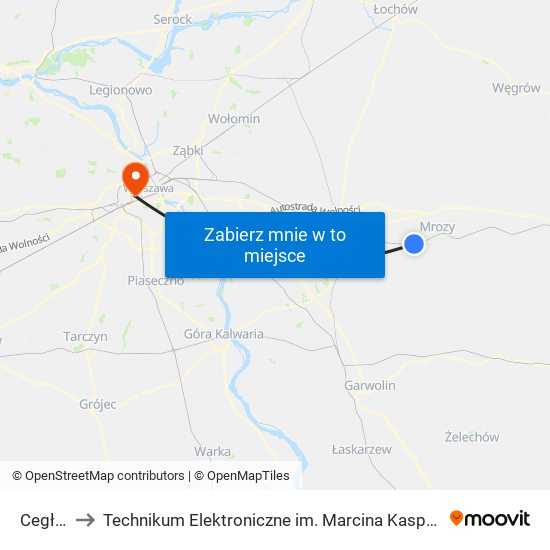 Cegłów to Technikum Elektroniczne im. Marcina Kasprzaka nr 36 map