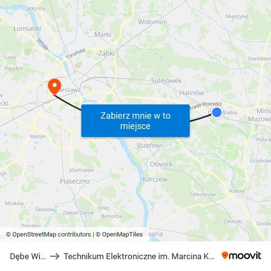 Dębe Wielkie to Technikum Elektroniczne im. Marcina Kasprzaka nr 36 map