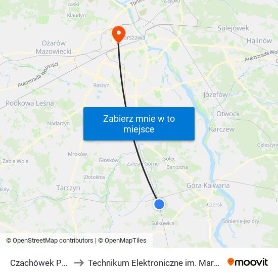 Czachówek Południowy to Technikum Elektroniczne im. Marcina Kasprzaka nr 36 map