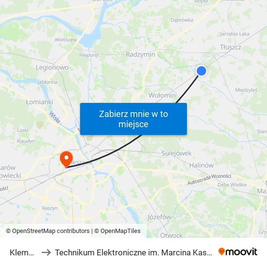 Klembów to Technikum Elektroniczne im. Marcina Kasprzaka nr 36 map