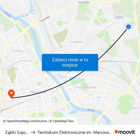 Ząbki Gajowa 01 to Technikum Elektroniczne im. Marcina Kasprzaka nr 36 map