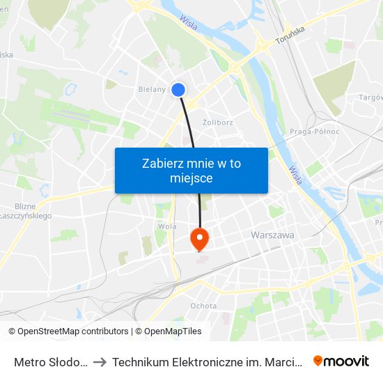 Metro Słodowiec 07 to Technikum Elektroniczne im. Marcina Kasprzaka nr 36 map