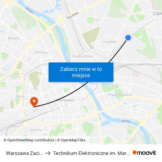 Warszawa Zacisze - Wilno to Technikum Elektroniczne im. Marcina Kasprzaka nr 36 map