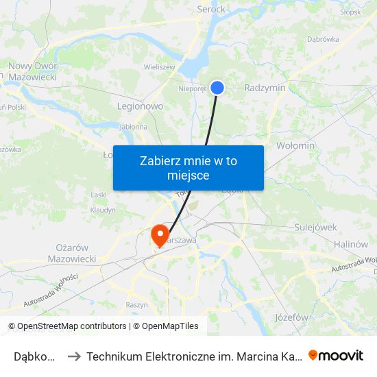 Dąbkowizna to Technikum Elektroniczne im. Marcina Kasprzaka nr 36 map