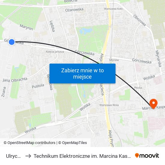 Ulrychów to Technikum Elektroniczne im. Marcina Kasprzaka nr 36 map