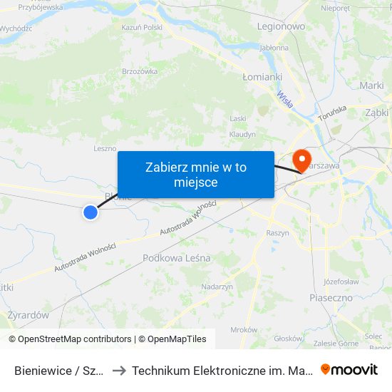 Bieniewice / Szkoła 01 (Nż) to Technikum Elektroniczne im. Marcina Kasprzaka nr 36 map