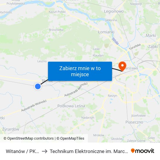 Witanów / PKP 01 (Nż) to Technikum Elektroniczne im. Marcina Kasprzaka nr 36 map