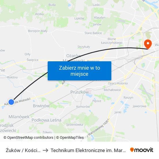 Żuków / Kościół 02 (Nż) to Technikum Elektroniczne im. Marcina Kasprzaka nr 36 map