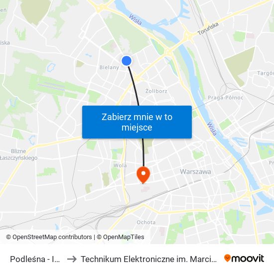 Podleśna - IMGW 03 to Technikum Elektroniczne im. Marcina Kasprzaka nr 36 map