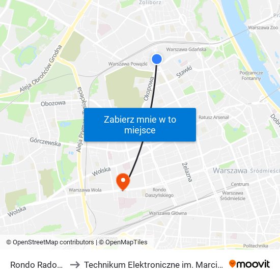 Rondo „Radosława” to Technikum Elektroniczne im. Marcina Kasprzaka nr 36 map