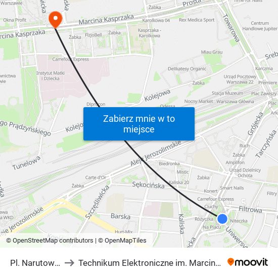 Pl. Narutowicza 09 to Technikum Elektroniczne im. Marcina Kasprzaka nr 36 map