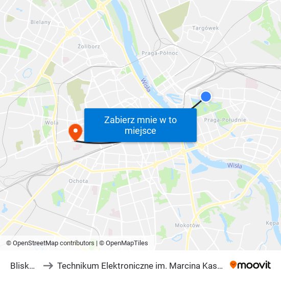 Bliska 04 to Technikum Elektroniczne im. Marcina Kasprzaka nr 36 map