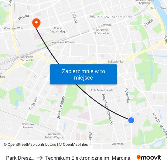 Park Dreszera 06 to Technikum Elektroniczne im. Marcina Kasprzaka nr 36 map