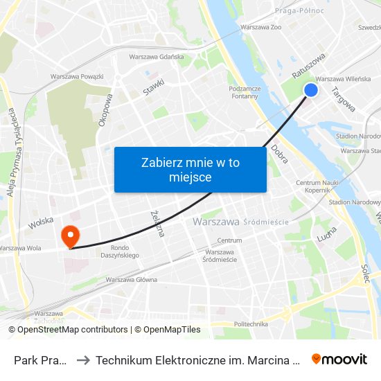 Park Praski 02 to Technikum Elektroniczne im. Marcina Kasprzaka nr 36 map