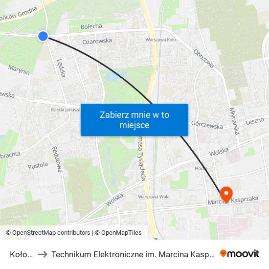 Koło 01 to Technikum Elektroniczne im. Marcina Kasprzaka nr 36 map