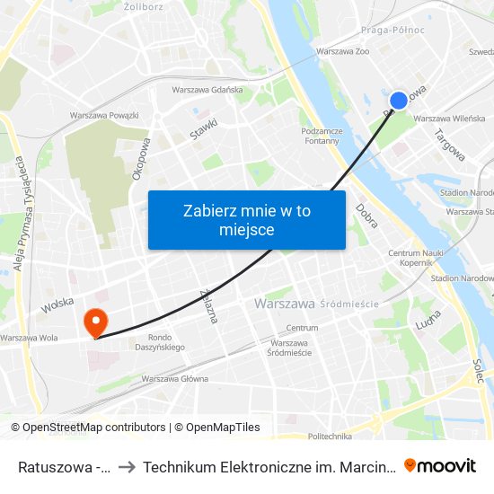 Ratuszowa - Zoo 01 to Technikum Elektroniczne im. Marcina Kasprzaka nr 36 map