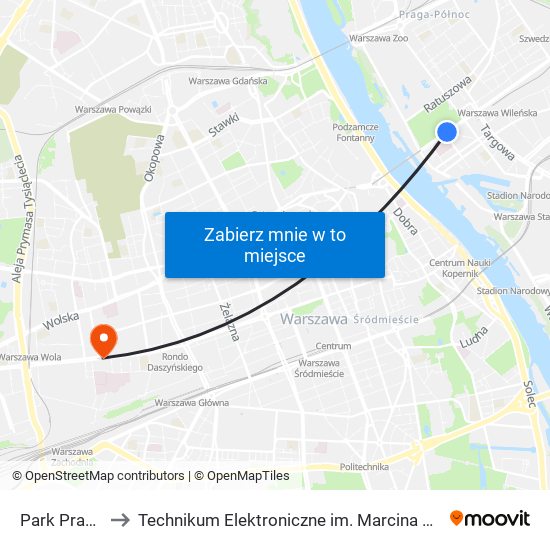 Park Praski 01 to Technikum Elektroniczne im. Marcina Kasprzaka nr 36 map