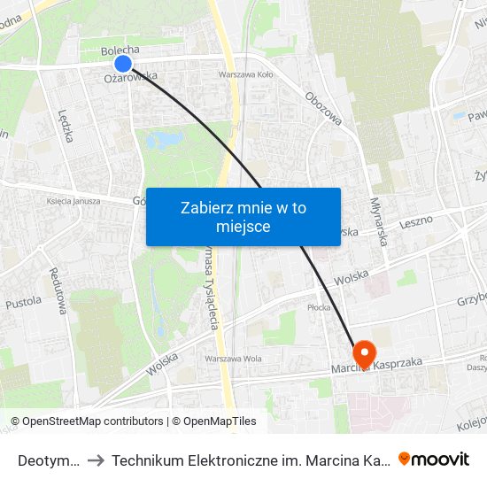 Deotymy 01 to Technikum Elektroniczne im. Marcina Kasprzaka nr 36 map