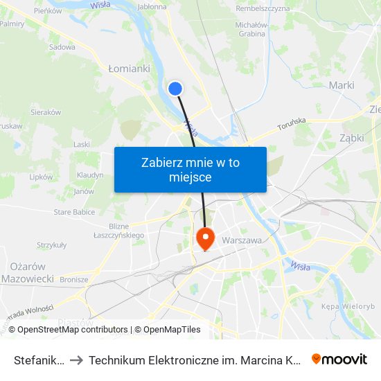 Stefanika 01 to Technikum Elektroniczne im. Marcina Kasprzaka nr 36 map