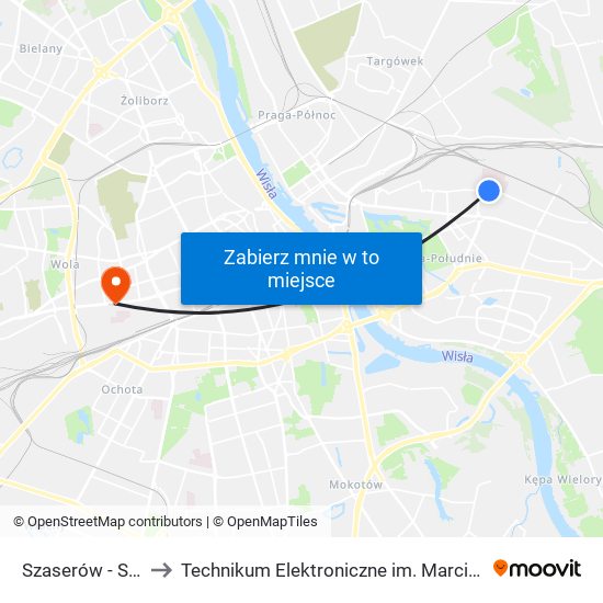 Szaserów - Szpital 01 to Technikum Elektroniczne im. Marcina Kasprzaka nr 36 map