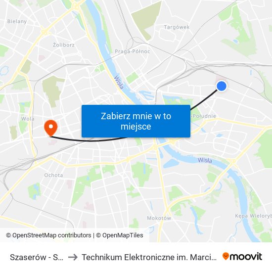 Szaserów - Szpital 02 to Technikum Elektroniczne im. Marcina Kasprzaka nr 36 map