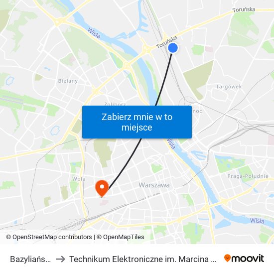 Bazyliańska 04 to Technikum Elektroniczne im. Marcina Kasprzaka nr 36 map