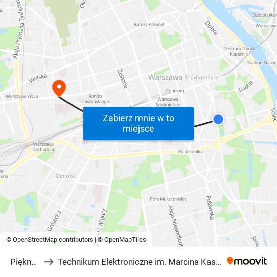 Piękna to Technikum Elektroniczne im. Marcina Kasprzaka nr 36 map