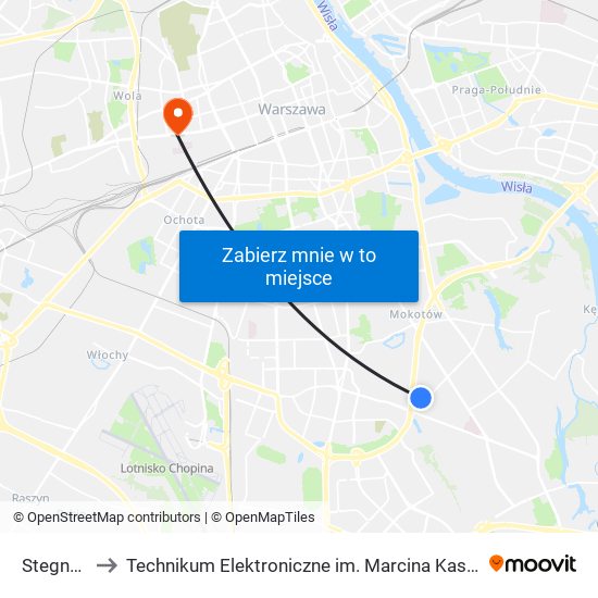 Stegny 02 to Technikum Elektroniczne im. Marcina Kasprzaka nr 36 map