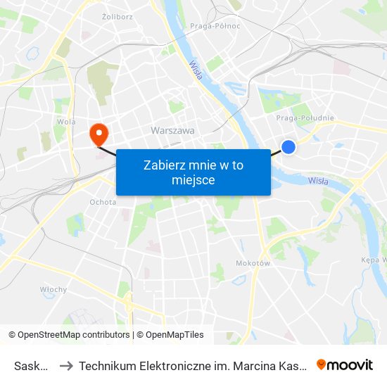 Saska 03 to Technikum Elektroniczne im. Marcina Kasprzaka nr 36 map