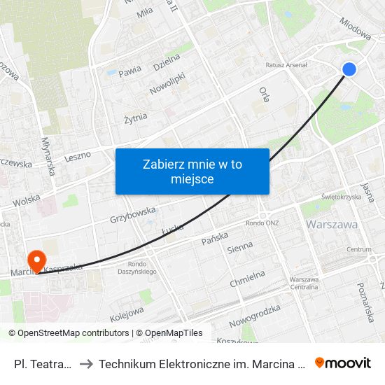 Pl. Teatralny 02 to Technikum Elektroniczne im. Marcina Kasprzaka nr 36 map