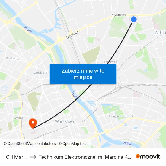 CH Marki 03 to Technikum Elektroniczne im. Marcina Kasprzaka nr 36 map