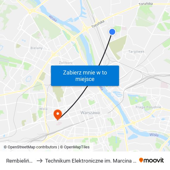 Rembielińska 02 to Technikum Elektroniczne im. Marcina Kasprzaka nr 36 map