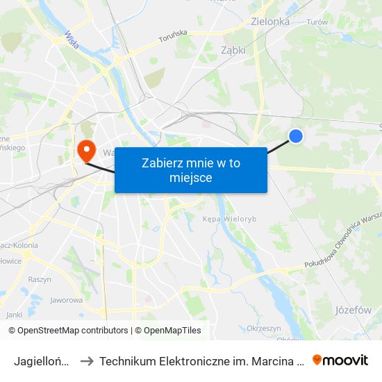 Jagiellońska 02 to Technikum Elektroniczne im. Marcina Kasprzaka nr 36 map