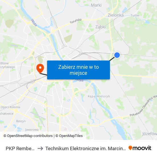 PKP Rembertów 01 to Technikum Elektroniczne im. Marcina Kasprzaka nr 36 map